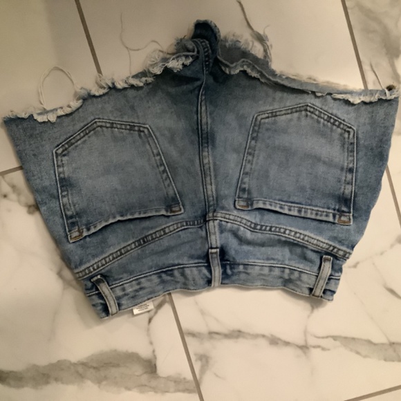 PacSun Light Blue Ripped Vintage High Waisted Denim Shorts - Picture 2 of 3